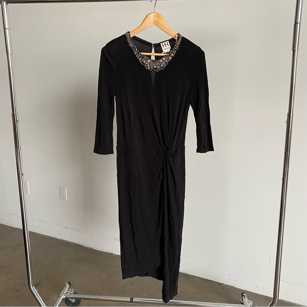New Haute Hippie Black Jeweled Collar Dress Sz Small